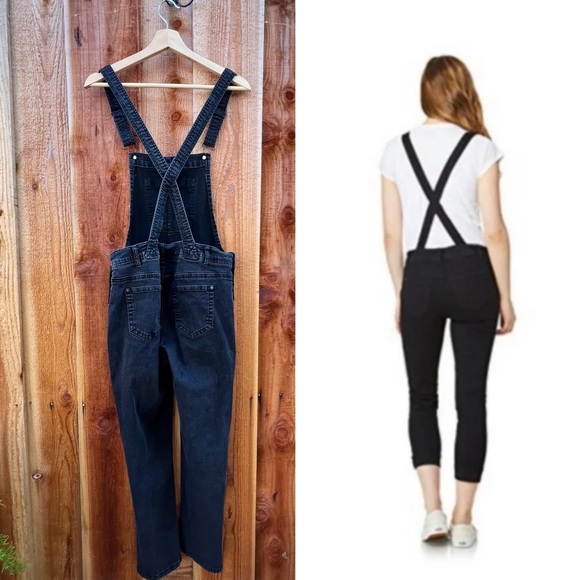 Vintage Black Wash Low Rise Skinny Cropped Overalls 🌿 - Picture 3 of 10